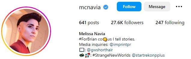 Melissa's Instagram account