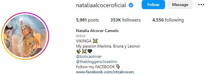 Natalia Alcocer Camelo's Instagram