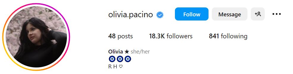 Olivia Pacino (Al Pacino's Daughter) Wiki, Age, Disability, Mother, Boyfriend, Net Worth, Biography & Facts 11 Olivia Pacino's Instagram account