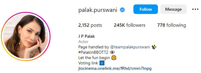 Palak Purswani (Bigg Boss) Biography, Wiki, Age, Boyfriend, Parents, Husband, Height & More 13 Palak Purswani's Instagram account