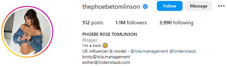 Phoebe Tomlinson (Louis Tomlinson’s Sister) Wiki, Age, Boyfriend, Family, Height, Biography & More 11 Phoebe Tomlinson's Instagram account