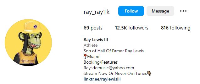 Ray Lewis III Wiki, Biography, Age, Girlfriend, Family, Net Worth, Height, Death Cause & More 9 Ray Lewis III's Instagram account