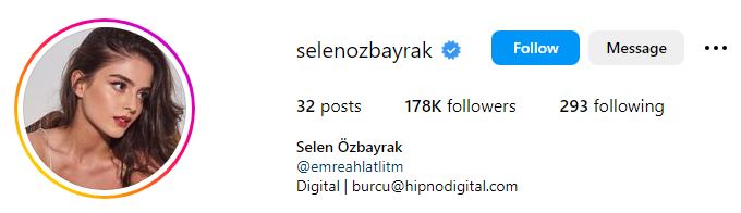 Selen &Ouml;zbayrak's Instagram account