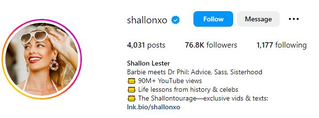 Shallon Lester Wiki, Age, Net Worth, Husband, Kids, Family, Height, Biography & More 10 Shallon Lester's Instagram account