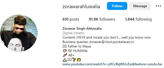 Zorawar Singh Ahluwalia Wikipedia, Age, Wife, Family, Net Worth, Biography & More 10 Zorawar's Instagram account
