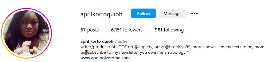 April Korto Quioh Wiki, Age, Husband, Boyfriend, Family, Biography, Height & More 9 April Korto's Instagram account