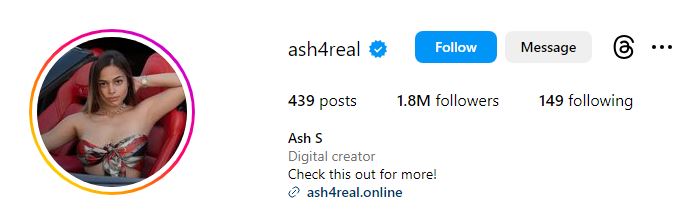 Ash S's Instagram account