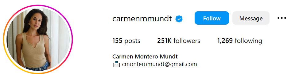 Carmen Montero Mundt Wiki, Age, Height, Family, Nationality, Birthday, Biography & More 9 Carmen Montero Mundt's Instagram account