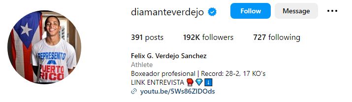 Felix Verdejo Height, Weight, Wife, Age, Parents, Net Worth, Record, Biography & More 12 Felix Verdejo's Instagram account