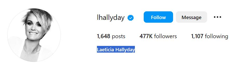 Laeticia Hallyday (Johnny Hallyday's Wife) Wiki, Age, Boyfriend, Net worth, Kids, Family & More 8 Laeticia Hallyday's Instagram account