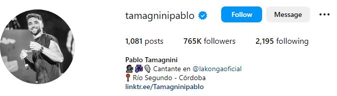 Pablo Tamagnini Wiki, Biography, Age, Height, Girlfriend, Family, Songs & More 8 Pablo Tamagnini's Instagram account