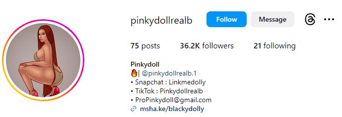 Pinkydoll's Instagram account