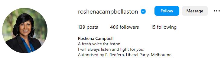 Roshena Campbell (Barrister at Victorian Bar) Age, Husband, Kids, Net worth, Family, Biography & More 11 Roshena's Instagram profile
