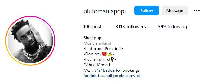 Shallipopi (Singer) Wiki, Biography, Net Worth, Age, Girlfriend, Ethnicity, Family, Height & More 9 Shallipopi's Instagram account