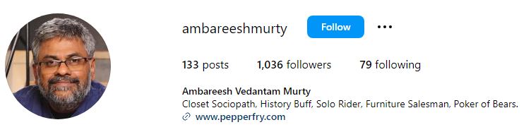 Ambareesh Murty's Instagram account
