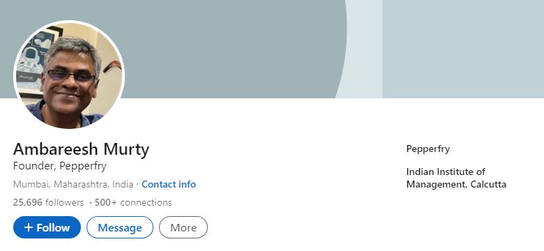 Ambareesh Murty's LinkedIn account