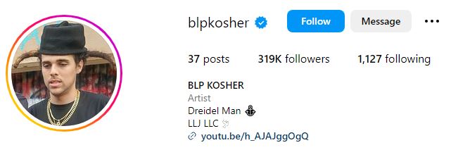 BLP Kosher Birthday, Net Worth, Girlfriend, Family, Ethnicity, Height, Biography & More 11 BLP Kosher's Instagram account