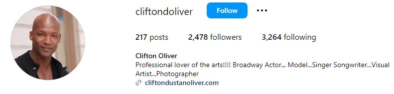 Clifton Oliver (Lion King Actor) Wiki, Biography, Age, Wife, Family, Net Worth, Death Cause & More 11 Clifton's Instagram account