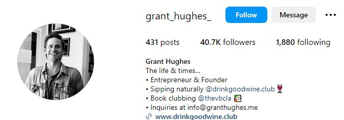 Grant Hughes' Instagram acccount