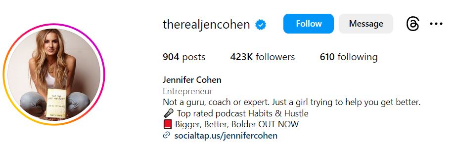 Jennifer Cohen's Instagram account