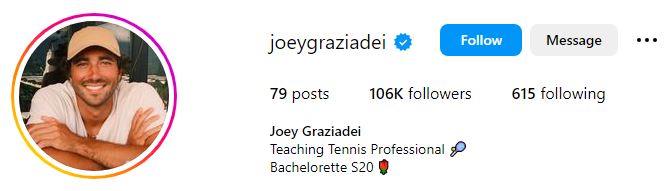 Joey Graziadei Wiki, Height, Weight, Age, Girlfriend, Parents, Net Worth, Biography & More 13 Joey Graziadei's Instagram account