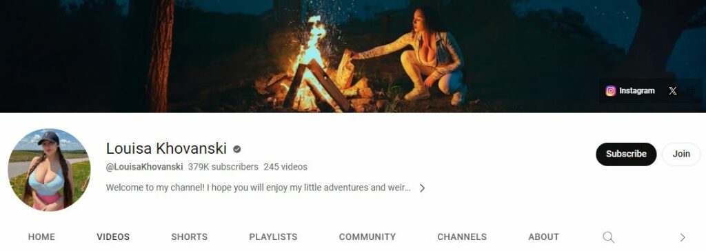 Louisa Khovanski's Youtube channel