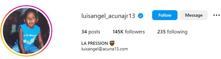 Luisangel Acuna Wiki, Biography, Height, Age, Family, Net Worth, Girlfriend & More 13 Luisangel Acuna's Instagram account