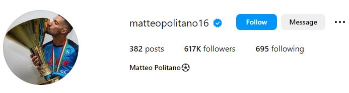 Matteo Napolitano Age, Height, Weight, Wife, Parents, Biography, Wiki, Stats & More 11 Matteo Napolitano's Instagram account