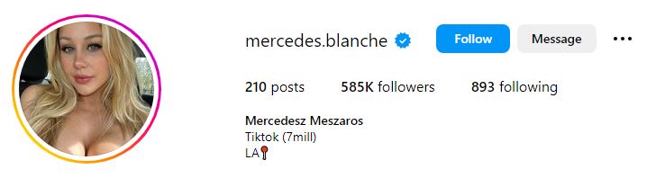 Mercedes Blanche Wiki, Birthday, Age, Height, Net Worth, Parents, Boyfriend & BIO 10 Mercedes Blanche's Instagram account