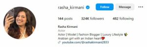 Rasha Kirmani Wiki, Height, Weight, Age, Husband, Parents, Biography