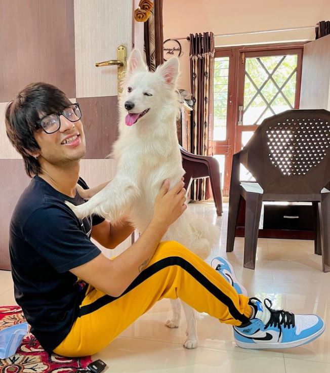 Sourav Joshi with his pet dog Oreo
