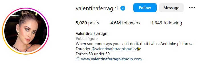 Valentina Ferragni Age, Boyfriend, Family, Height, Net worth, Biography, Wiki & More 9 Valentina Ferragni's Instagram account