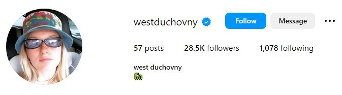 West Duchovny Parents, Height, Age, Birthday, Boyfriend, Net Worth, Biography & More 9 West Duchovny's Instagram account