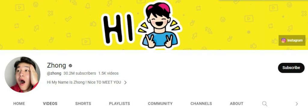 Zhong (Youtuber) Wiki, Biography, Age, Girlfriend, Height, Net Worth, Family & More 4 Zhong's Youtube account