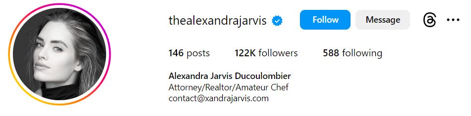 Alexandra Jarvis Age, Birthday, Wiki, Husband, Net Worth, Family, Height & BIO 9 Alexandra Jarvis's Instagram account