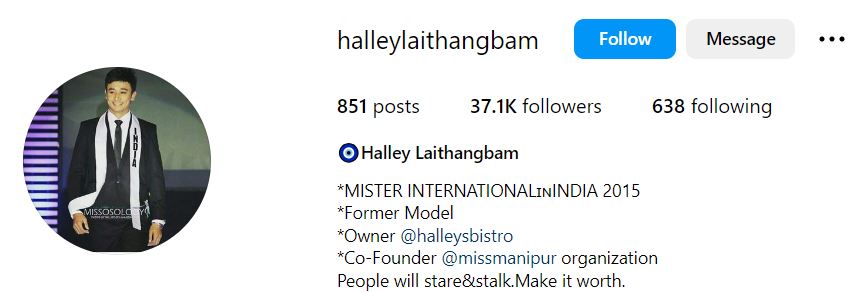 Halley Laithangbam Wife, Parents, Age, Birthday, Height, Kids, Biography, Wiki & More 12 Halley Laithangbam's Instagram account