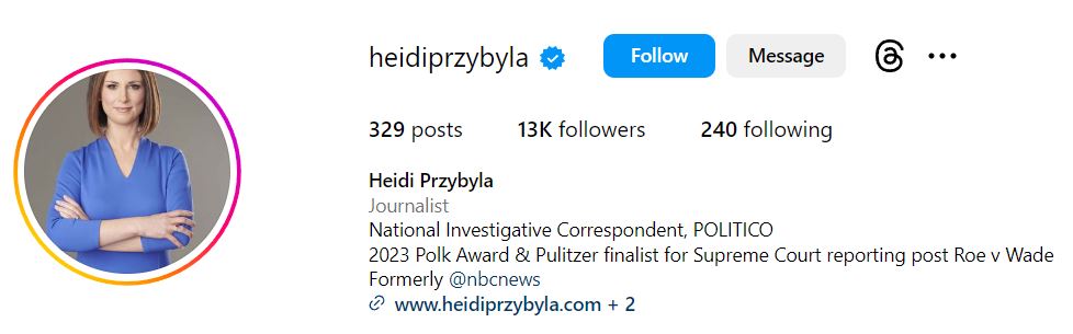 Heidi Przybyla Husband, Family, Age, Wiki, Net Worth, Education, Height & BIO 11 Heidi Przybyla's Instagram account