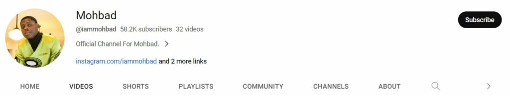 Mohbad's Youtube channel