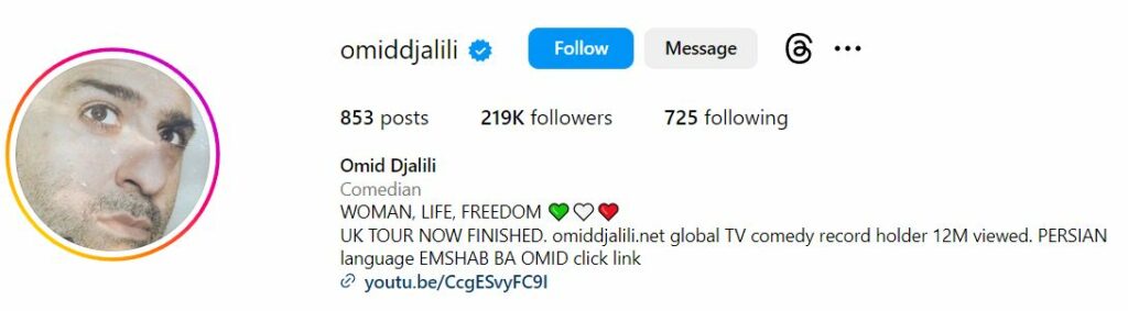 Omid Djalili Age, Wife, Religion, Net Worth, Kids, Family, Height & BIO 7 Omid Djalili's Instagram Account