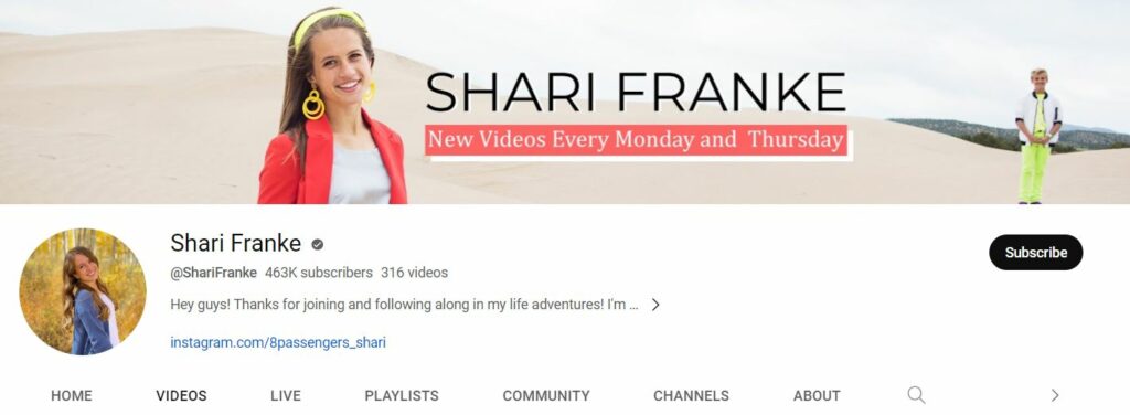 Shari Franke Wiki (Ruby Franke’s Daughter), Age, Boyfriend, Family, Height, Biography & More 5 Shari Franke's Youtube channel